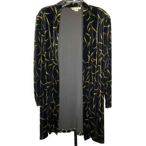 Vintage Ronni Nicole by Ouida Womens Cardigan Black Gold Sparkle Velvet Sz 18W